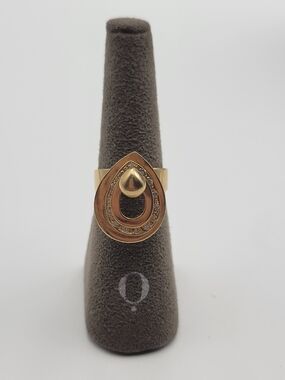 Vintage 14K Yellow Gold Diamond 3 Level Kinetic Fidget Spinning Ring Size 7.75